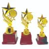 Gold Star Achievement Classic Trophy Set – 3 Sizes with Wooden Base